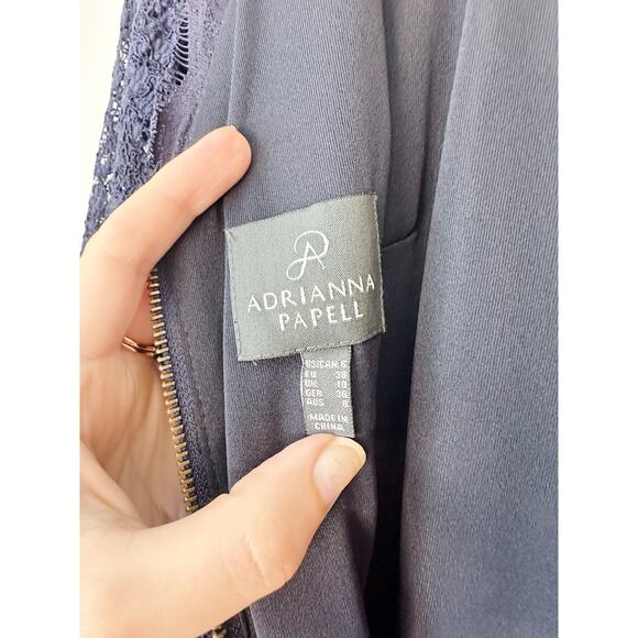 NWT Adriana Papel Long Sleeve Navy blue lace Maxi Dress size 6 - Picture 9 of 12